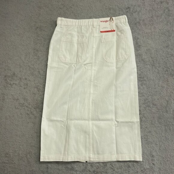 NEW Wrangler White Denim Midi Skirt Women's Size 8 Button Front - Picture 4 of 13